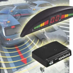 Kit 4 Sensori Di Parcheggio Con Mini Display Led Wireless Suono Fresa Neri