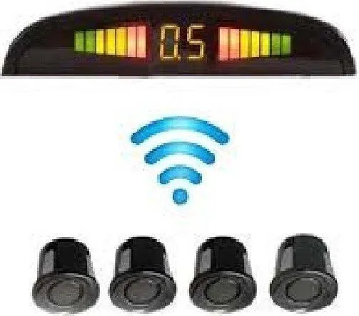 Kit 4 Sensori Di Parcheggio Con Mini Display Led Wireless Suono Fresa Neri