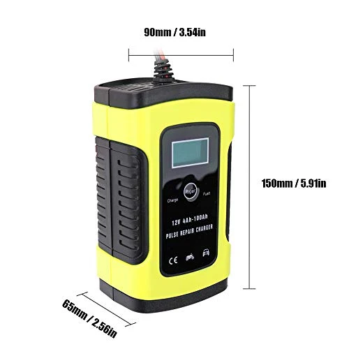 KKmoon Caricabatteria per Auto da 12V 6A, Caricabatterie Intelligente Giallo
