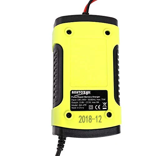 KKmoon Caricabatteria per Auto da 12V 6A, Caricabatterie Intelligente Giallo