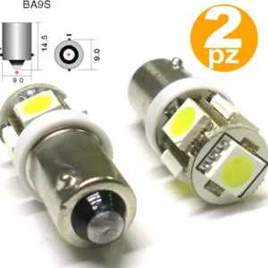 2x Lampadina Led Auto Bulb Ba9s T4w 5005 5 Smd 5050 12v Luce Posizione Abitacolo