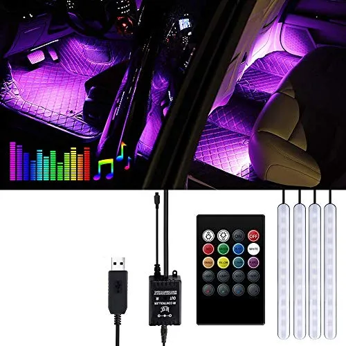 Luci LED Interne Auto, 4 Strisce 48 Lampadine Multicolore Impermeabili, Kit...
