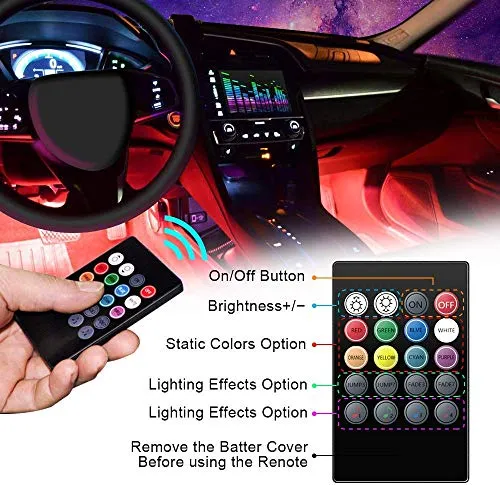 Luci LED Interne Auto, 4 Strisce 48 Lampadine Multicolore Impermeabili, Kit...