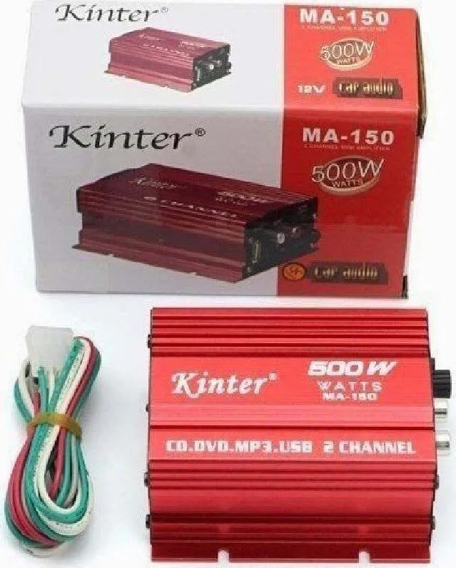 Mini Amplificatore Stereo 2 Canali Per Auto Moto Da 500w Usb Mp3 Kinter Ma-150