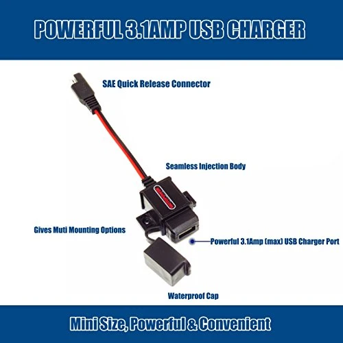 MOTOPOWER 3.1Amp Caricabatterie USB per moto la 2) - Caricatore