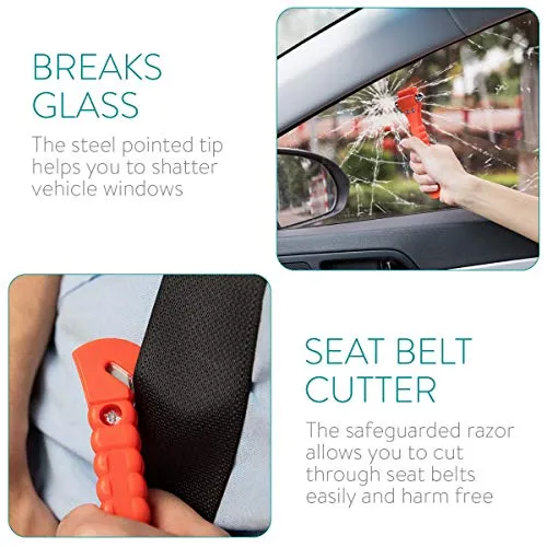 Navaris 2X Martello di Emergenza Sicurezza Auto - Martelletto per Rompere...