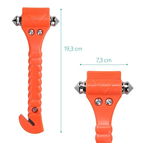 Navaris 2X Martello di Emergenza Sicurezza Auto - Martelletto per Rompere...