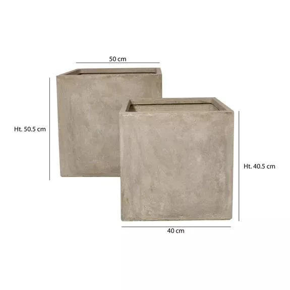 SET DI 2 VASI QUADRATI ARGILLA HT40CM E HT50CM FARO Now's Home