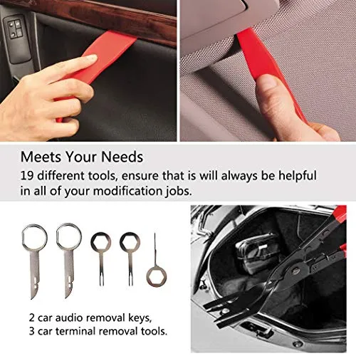19 Pezzi Strumento di Rimozione Auto, Kit Utensile Smontaggio per...
