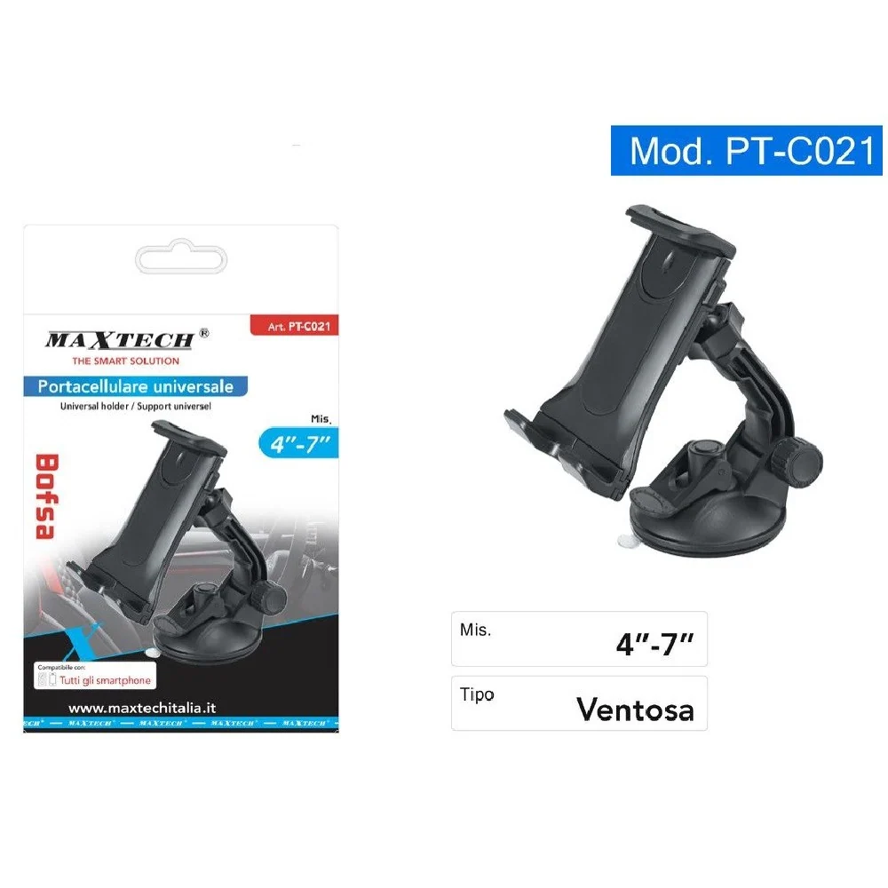 Porta Cellulare Ventosa Supporto Per Smartphone 4"-7" Universale Auto Pt-c021