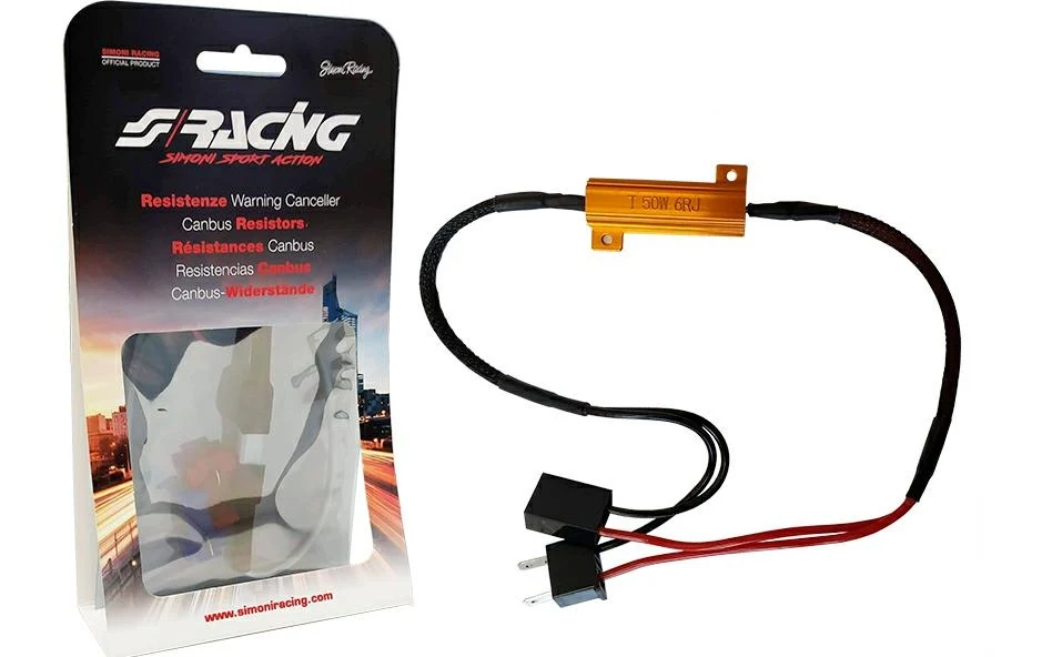 Resistenza elimina spia Warning canceller 50W 6 Ohm cablato H7