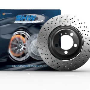 SHW 17-19 Audi RS3 2.5L Front Drilled-Dimpled Lightweight Brake Rotor (8V0615301R)
