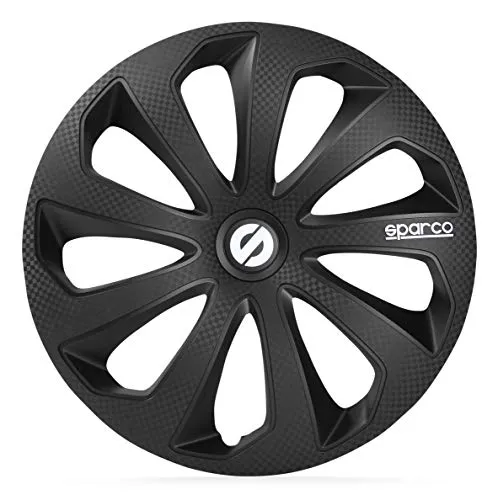 Sparco SPC1574BKC Set copricerchi Sicilia, 15, nero/carbone