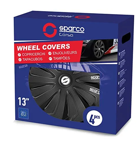 Sparco SPC1574BKC Set copricerchi Sicilia, 15, nero/carbone