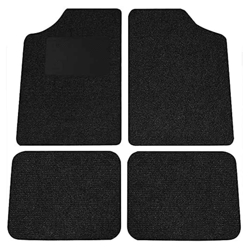 4x Tappeti Auto Tappetini Anteriori Posteriori Gomma Moquette Universali Nero