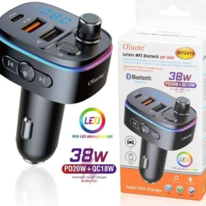 Trasmettitore Fm Bluetooth Per Auto 2 Porte Usb Led Tf Pd 38w Lettore Mp3 My2418