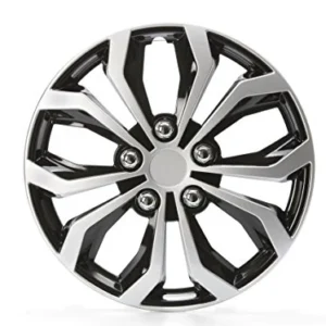Unitec 75569 Copricerchi Daytona, Set di 4, Nero / Argento, 16 Pollici 16"