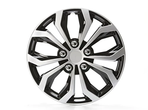 Unitec 75569 Copricerchi Daytona, Set di 4, Nero / Argento, 16 Pollici 16"