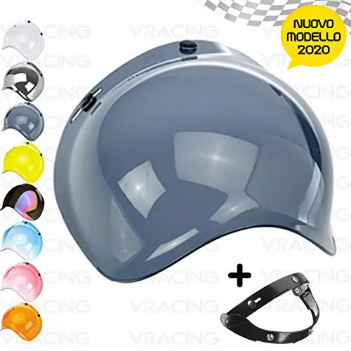 VRacing Visiera Casco 3 Bottoni Universale jet e integrale Fume'