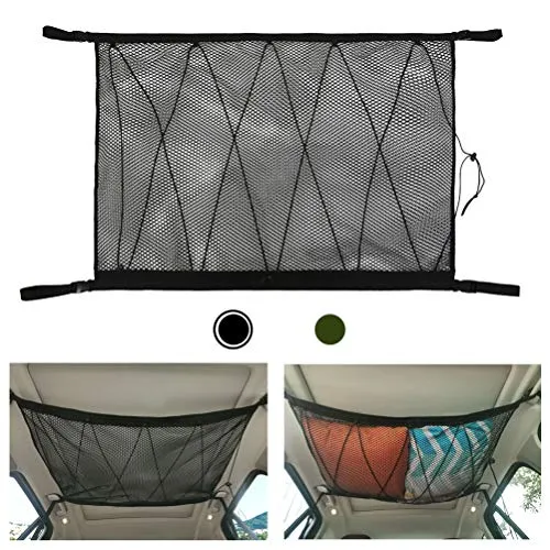 YGYQZ Tasca per Rete Cargo Soffitto Auto - Interno Nero - Doppia Maglia