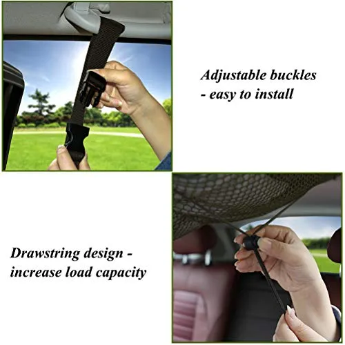 YGYQZ Tasca per Rete Cargo Soffitto Auto - Interno Nero - Doppia Maglia
