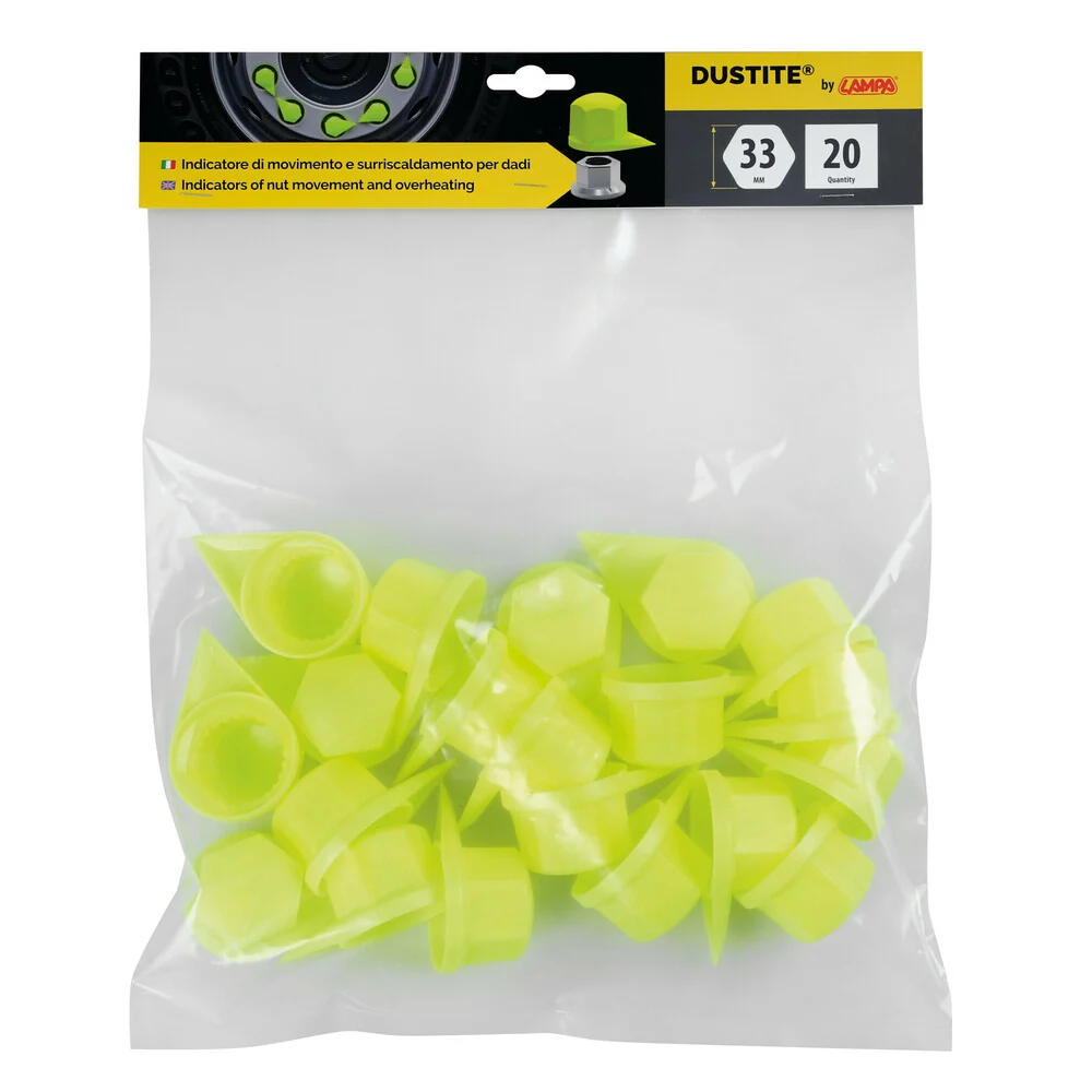 Indicatori di serraggio per dado ruota 33 con cappuccio antipolvere, Giallo fluo