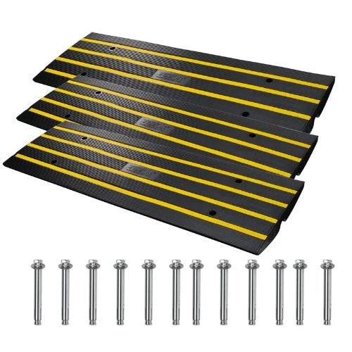 33,069 lbs Capacity & 2.6" High Professionale Rubber Curb Ramp Driveways, Loading Docks, Garages & Sidewalks (Pack 3)