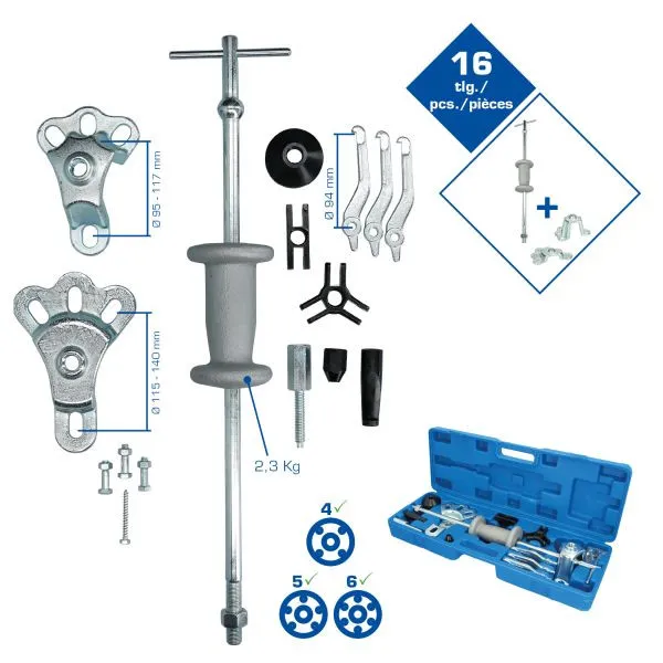 Brilliant Tools Estrattore per mozzi ruota forgiato da 16 pezzi con martello scorrevole BT671350