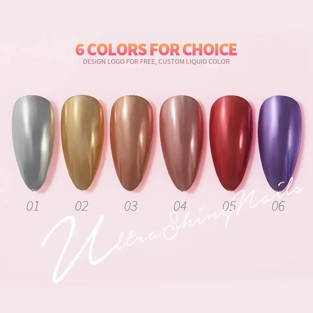 Additivo Olio RARJSM ® Metallic Serise Magic Mmirror Liquid Cromo lucido Powder Set | 6 pcs 5ml