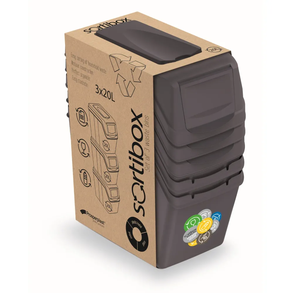 Protettivo Sottoscocca Set di cestini di smistamento Sortibox 3x20L antracite ISWB20S3