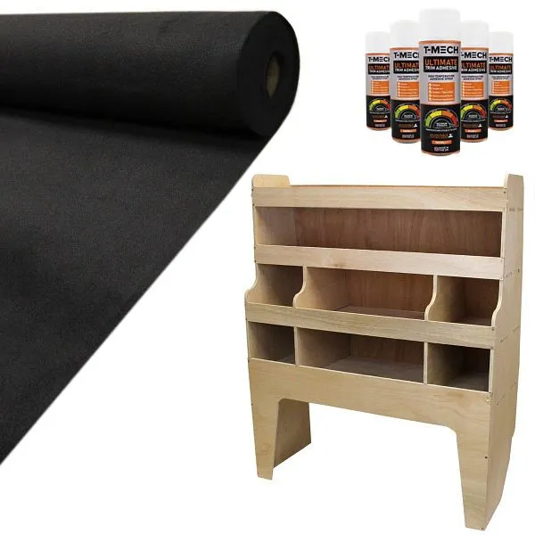 Coprimoquette Monster 11 mq nero super elasticizzato con adesivo e sistema di scaffalature VW Transporter 26305