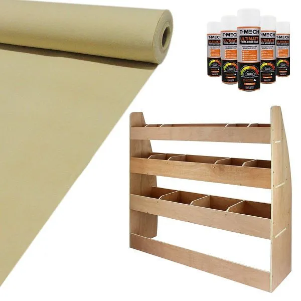 Monster Racking 11 mq Rivestimento moquette panna super elasticizzato con adesivo e sistema di scaffalature VW Caddy 26311