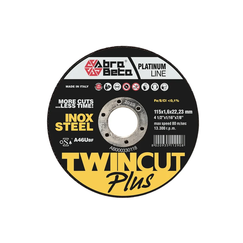 Twincut Plus Edelstahl- und Stahl-Trennscheibe, Durchmesser 115 – Dicke 1,0 mm – PACK. 25 Stück Focoso on Sale