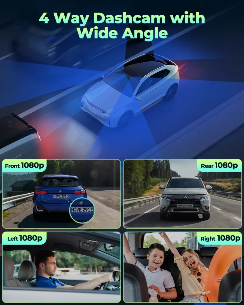 4 Channel 360° Dashcam Free 128GB Storage