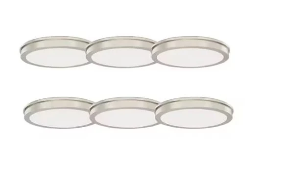 14 Inch 120V Flush Mount Round Magro Brushed Nickel FMS01R16E92750-TF-BN(Pack 6)